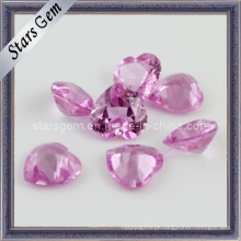 Coração cortado sintético 3 # rosa gemas de rubi